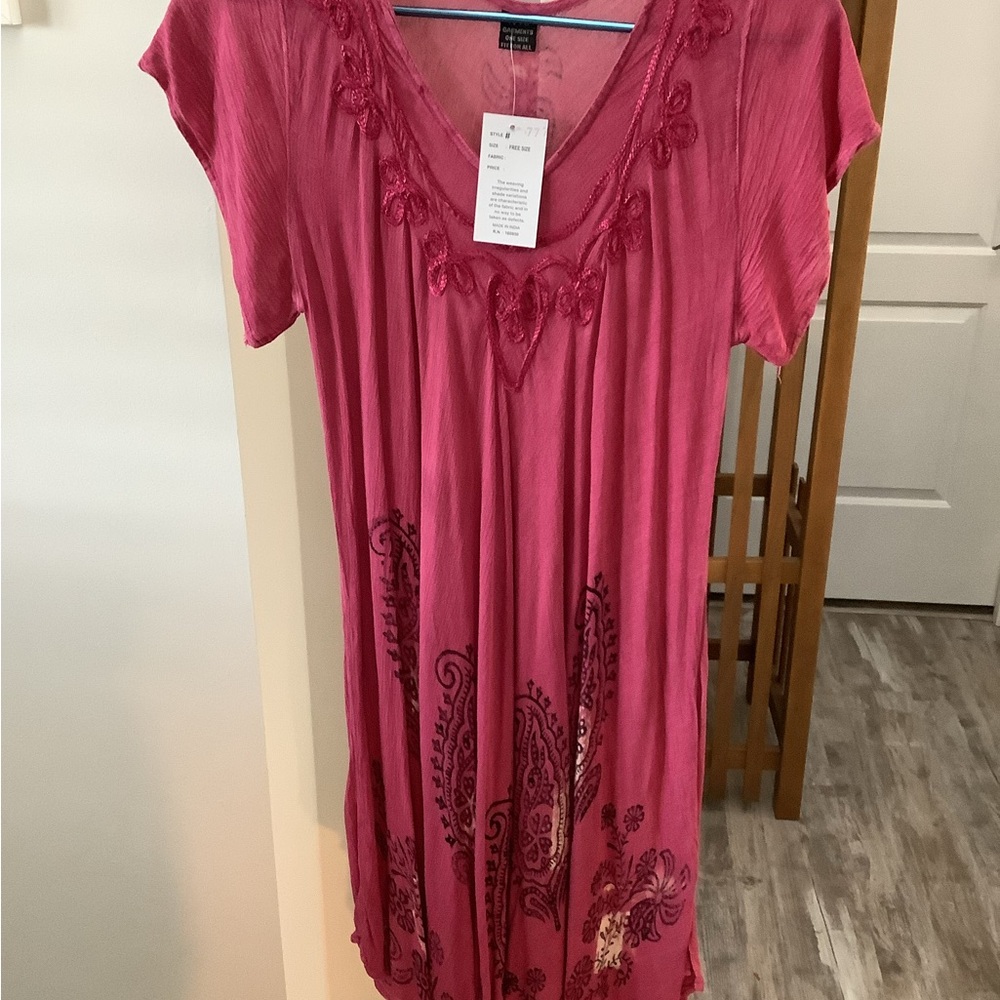 Chic Pink Embroidered Dress